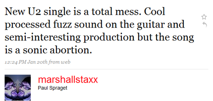marshallstaxx u2 twitter photo marshallstaxx u2 twitter U2s new single as reviewed by My Chemical Toilets Twitter followers