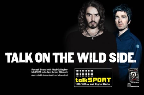 russell brand noel gallagher1 Noel Gallagher to join Russell Brand on talkSPORT football show